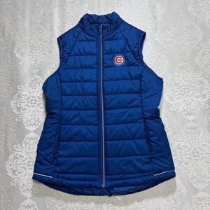 Cutter & Buck Chicago Cubs WeatherTec Puffer Vest Blue Size Small